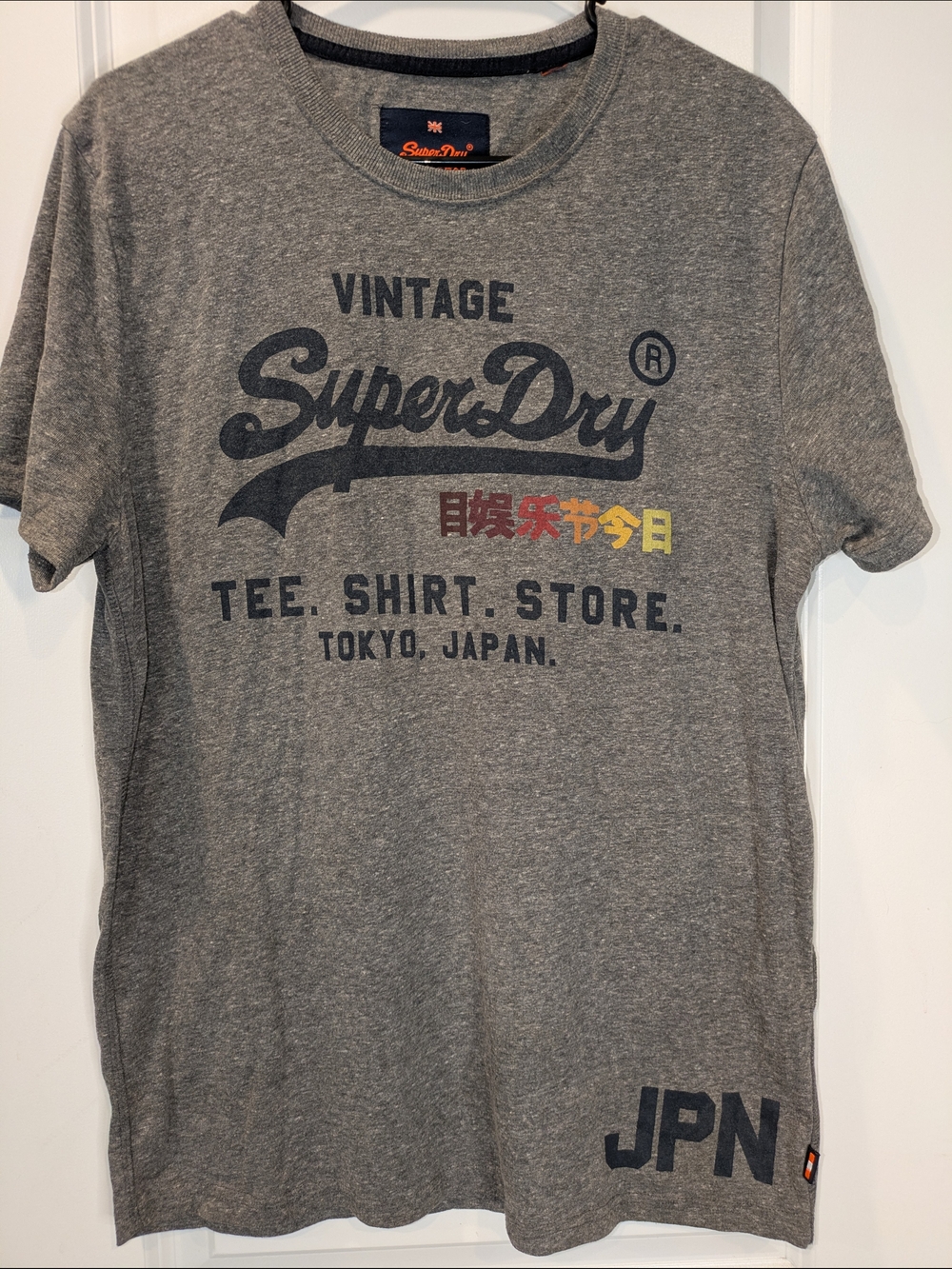 Superdry Vintage Logo Graphic Tee Shirt Gray Tokyo Japan JPN Men’s XL